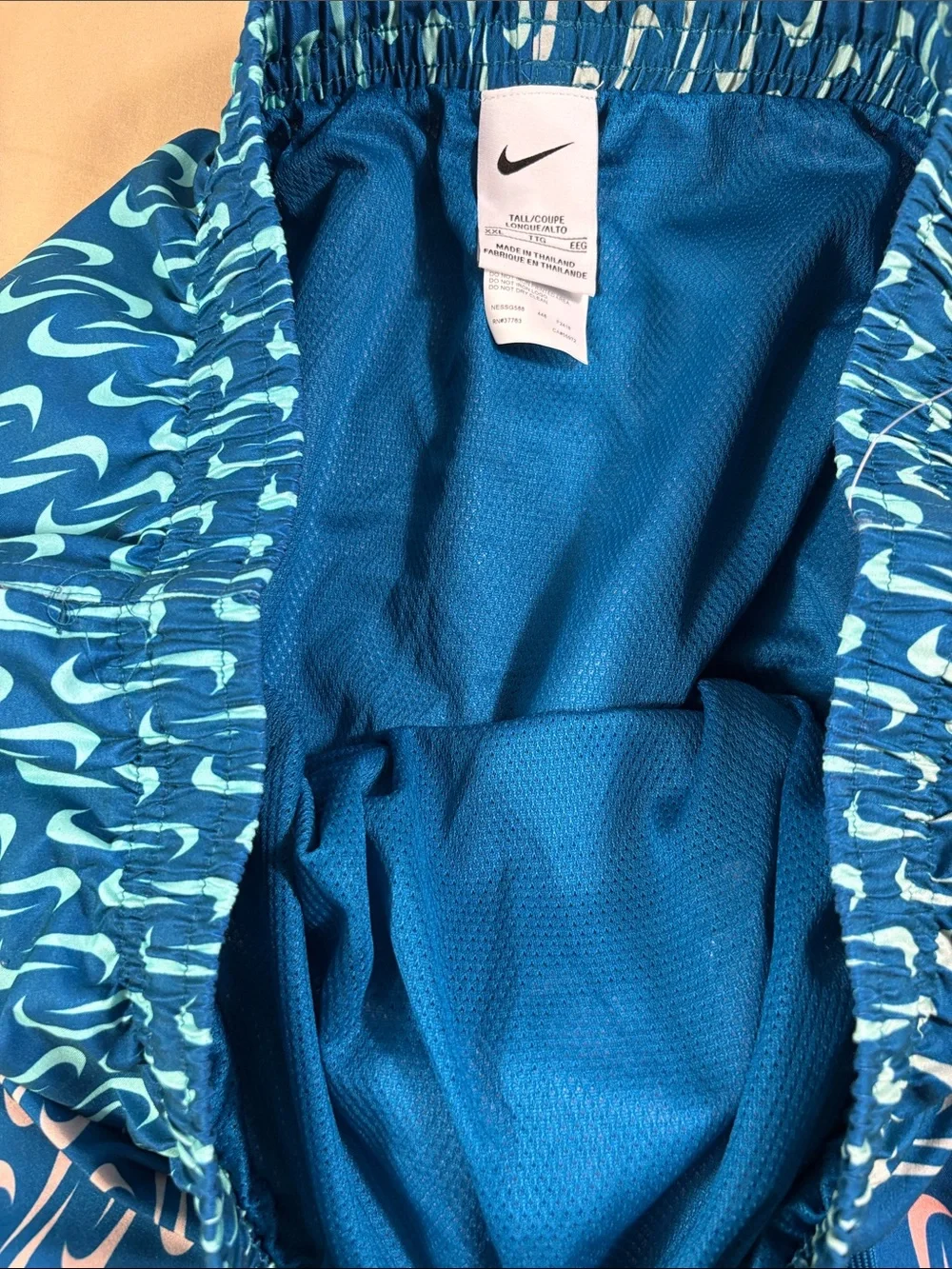 Nike Men's Swim Breaker Swoosh Link Lined Volley Shorts Teal Big & Tall XXLT NWT